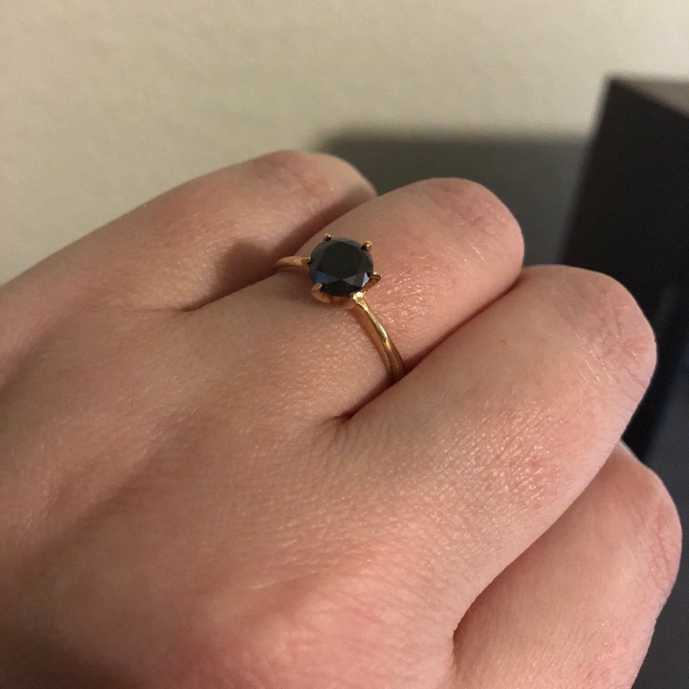 Black Diamond Ring sz 8.5 10k gold